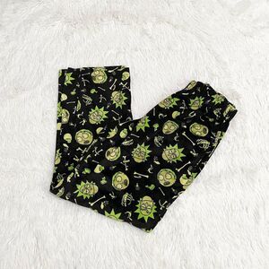 Men Rick and Morty All Over Print Pajama Pants Green Large